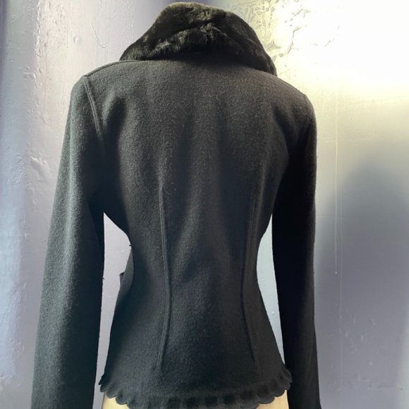 Sonia Rykiel wool & angora cardigan sweater with detachable fur collar - Picture 3 of 6